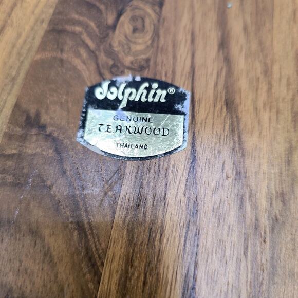 Vtg Dolphin Teakwood Danube Charcuterie Tray Porcelain Square Blue Onion Tile - Picture 7 of 7